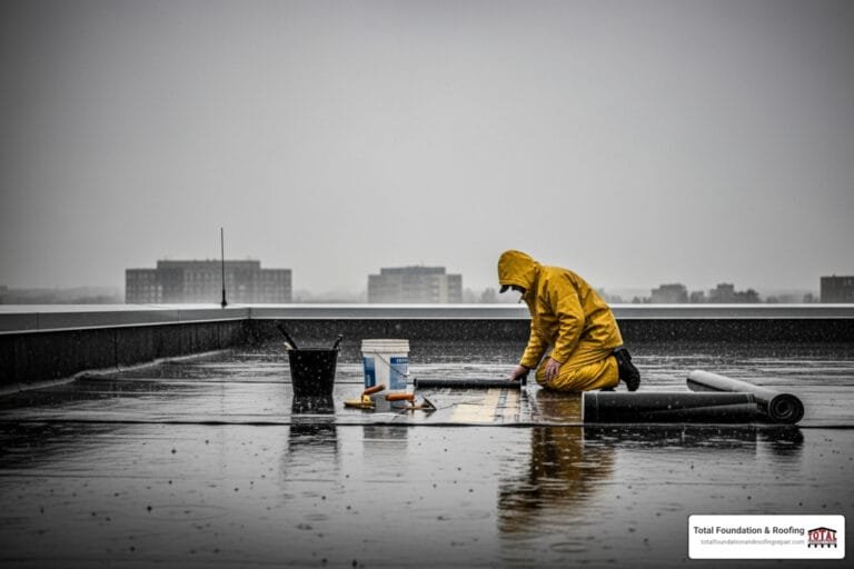 flat roof repair in wet weather